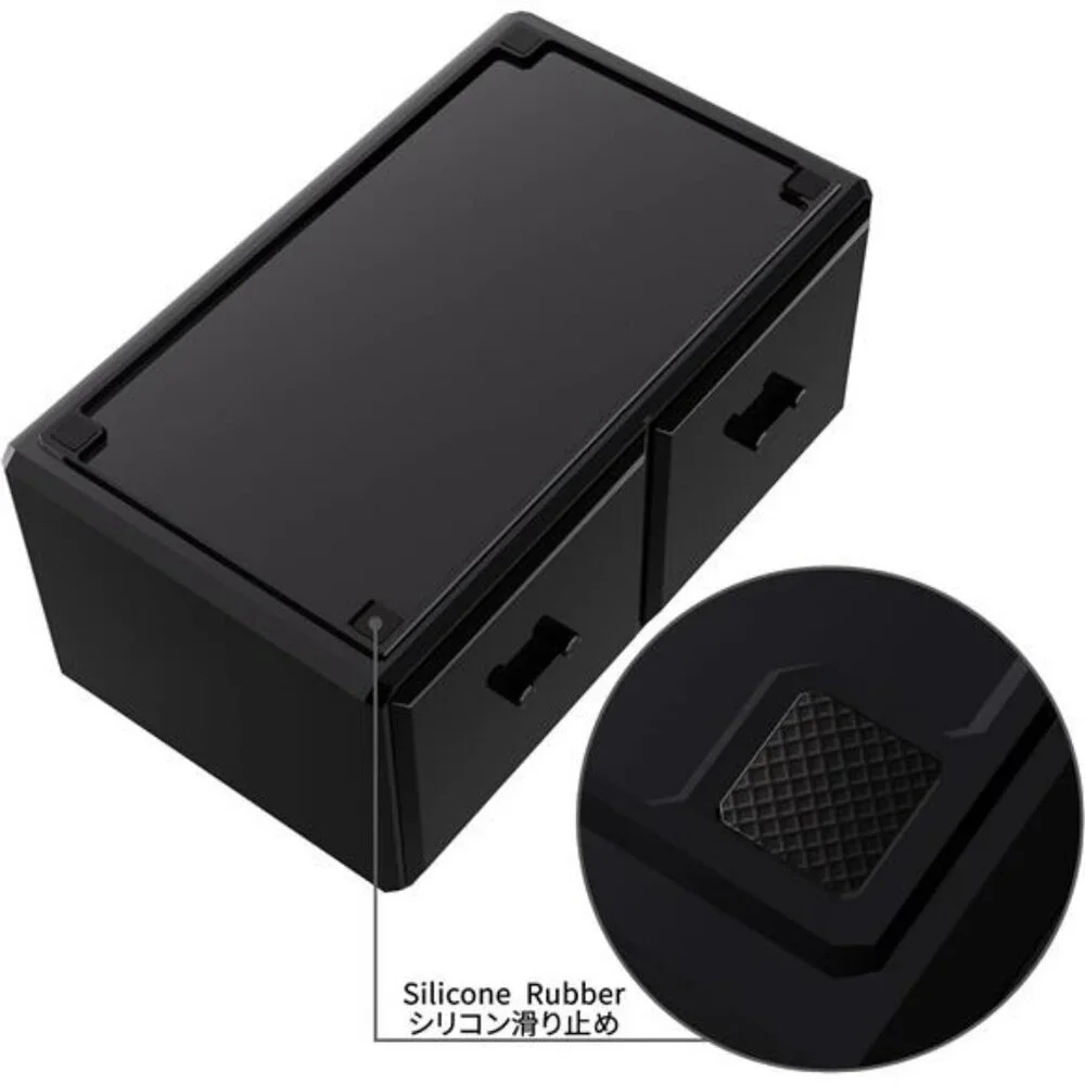 Black makeup organizer 3 piece set with drawers cosmetic storage case box